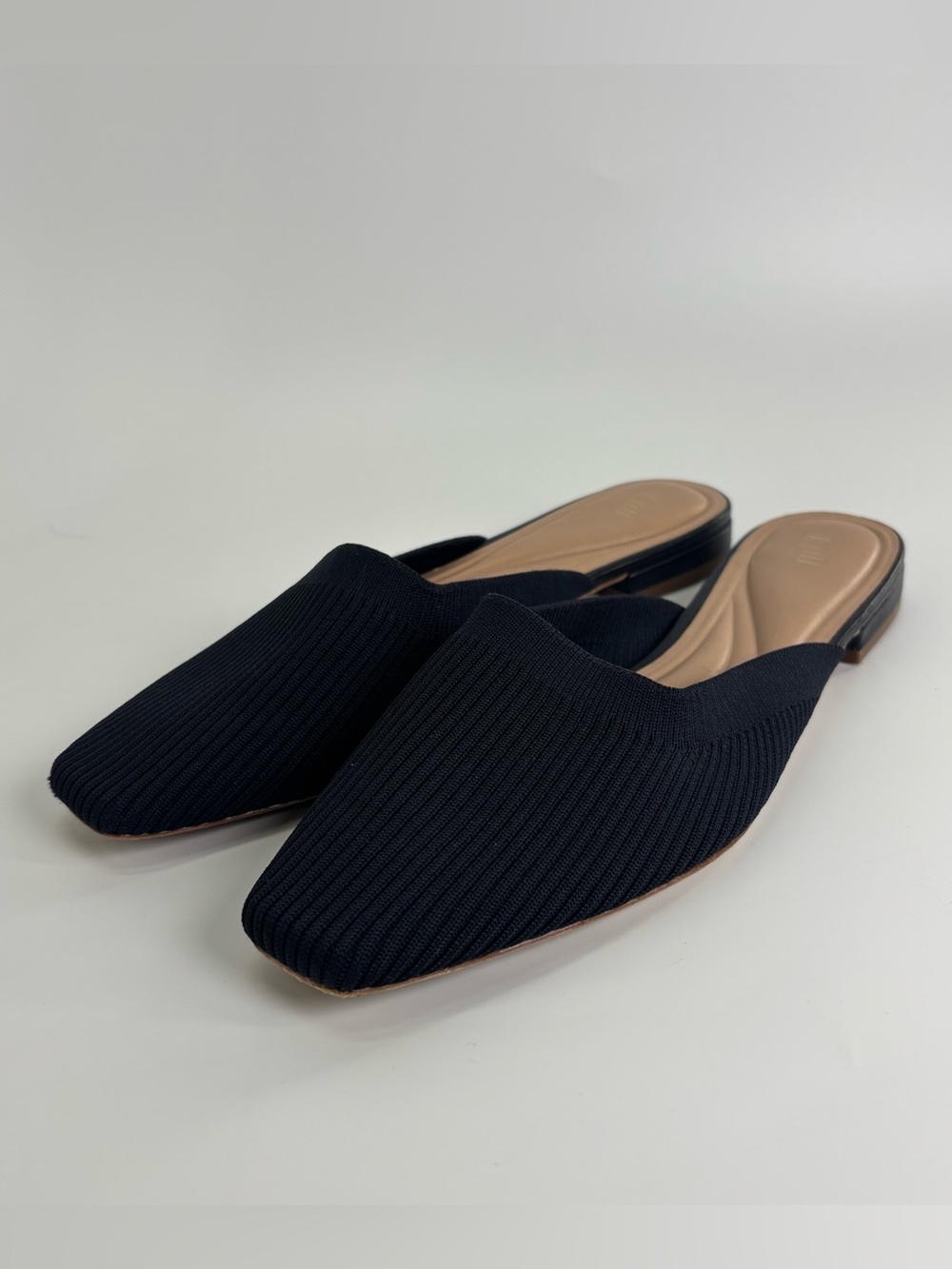 J. Jill Millie ribbed fabric mules 8.5 navy blue slides pointed toe flats